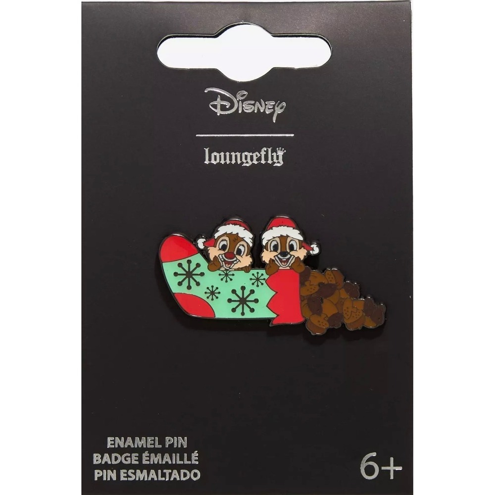 Disney Loungefly Chip and Dale Acorn Christmas Stocking Enamel Pin Holiday NEW